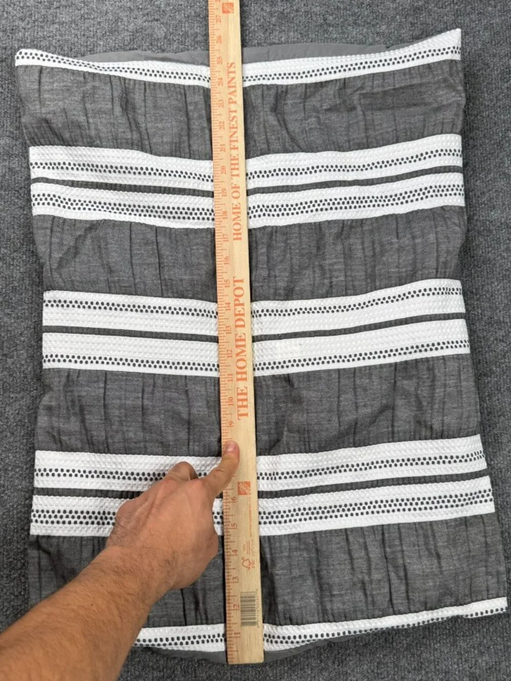 Berkshire Blanket & Home Co. Queen Pillow Sham Gray White Striped Waffle Texture